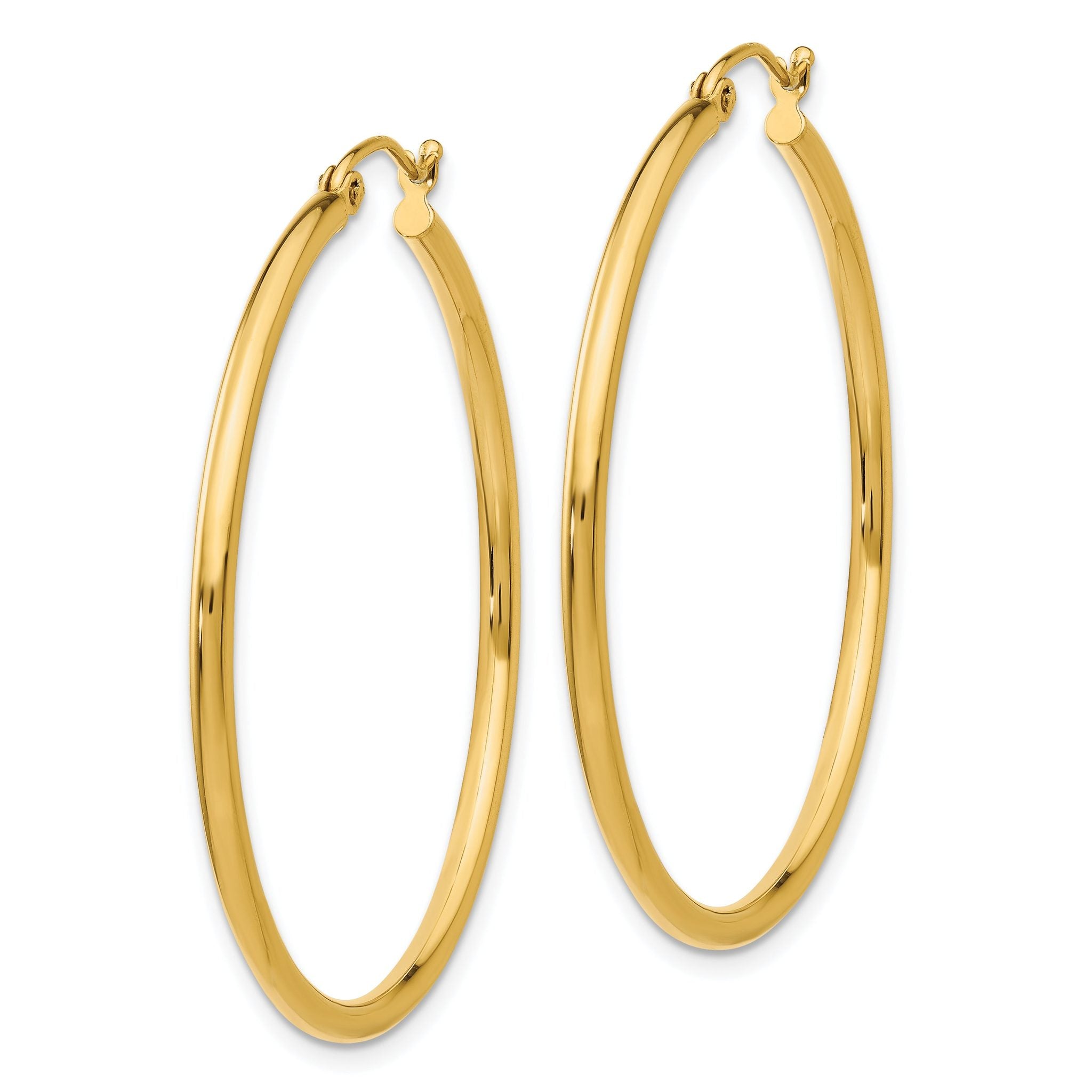 14k Polished 2x40mm Tube Hoop Earrings Secondary image