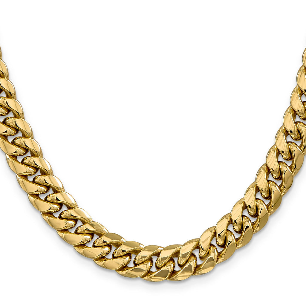 14K 8 inch 9.3mm Semi-Solid Miami Cuban with Lobster Clasp Bracelet