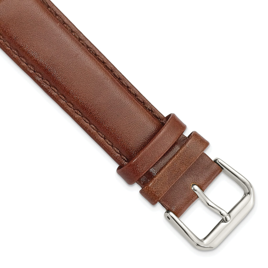 Havana Smooth Leather Watch Band in Silver-Tone Buckle, 6mm