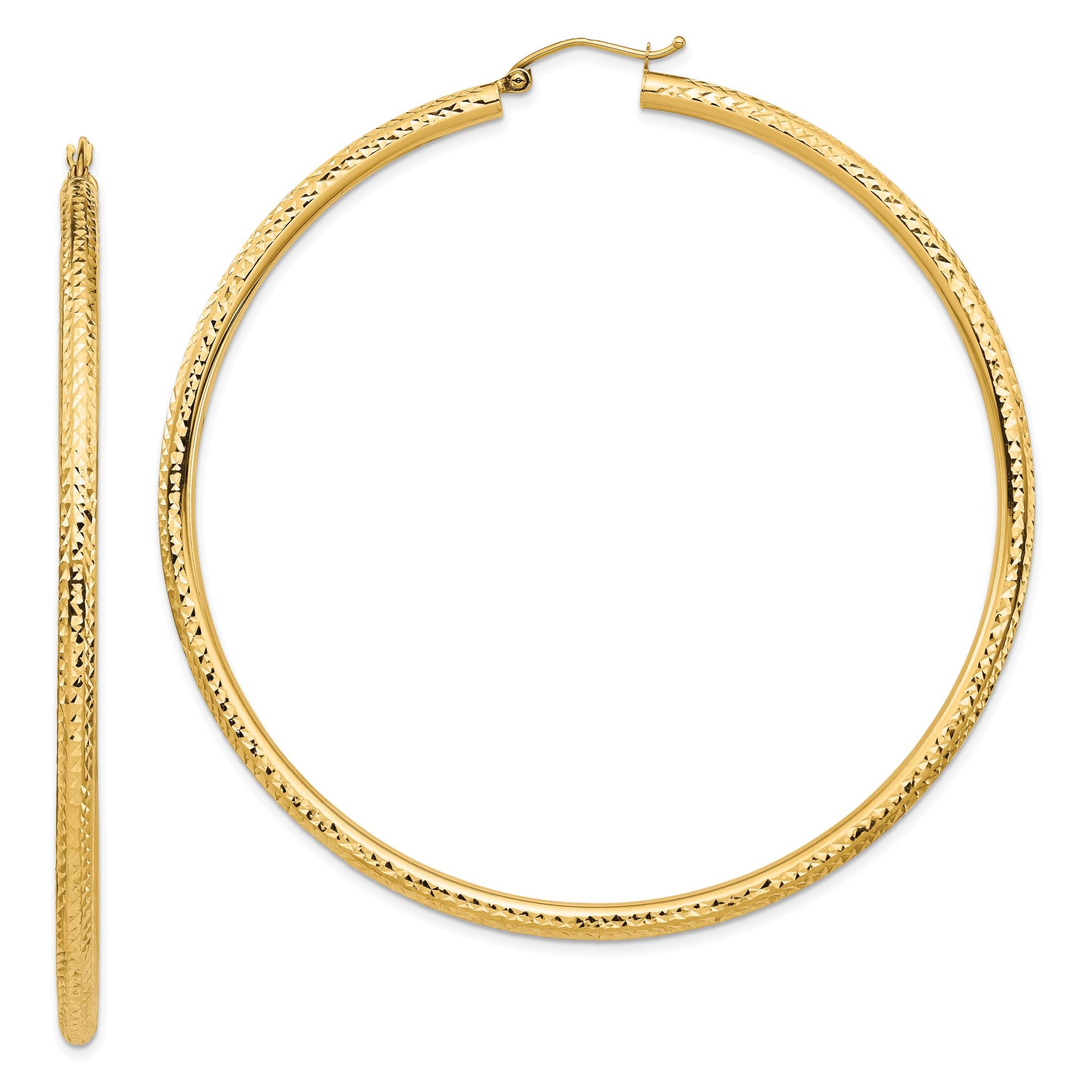10k Lightweight 3mm Diamond-cut Hoop Earrings Main image