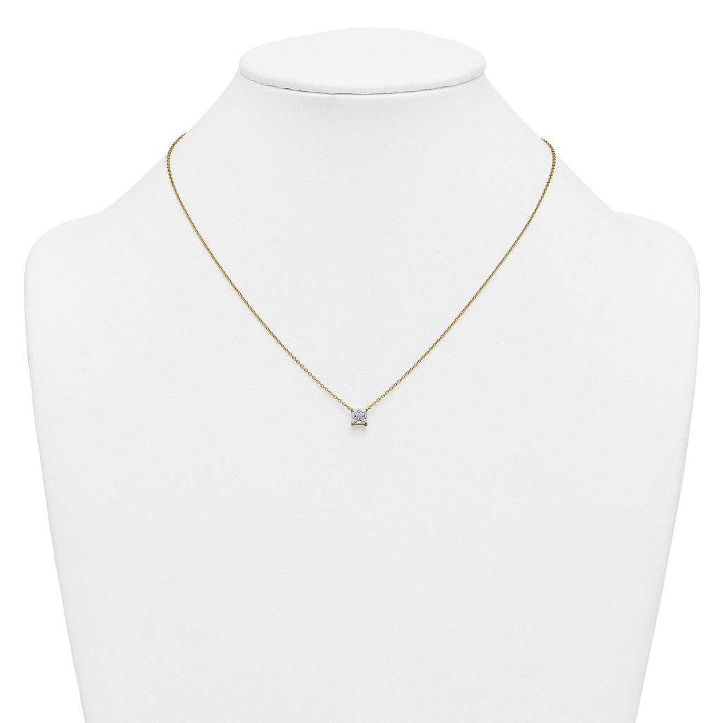 14k 3/4 carat Lab Grown Diamond VS+ F+ Princess Complete Bezel Set Chain Slide Pendant