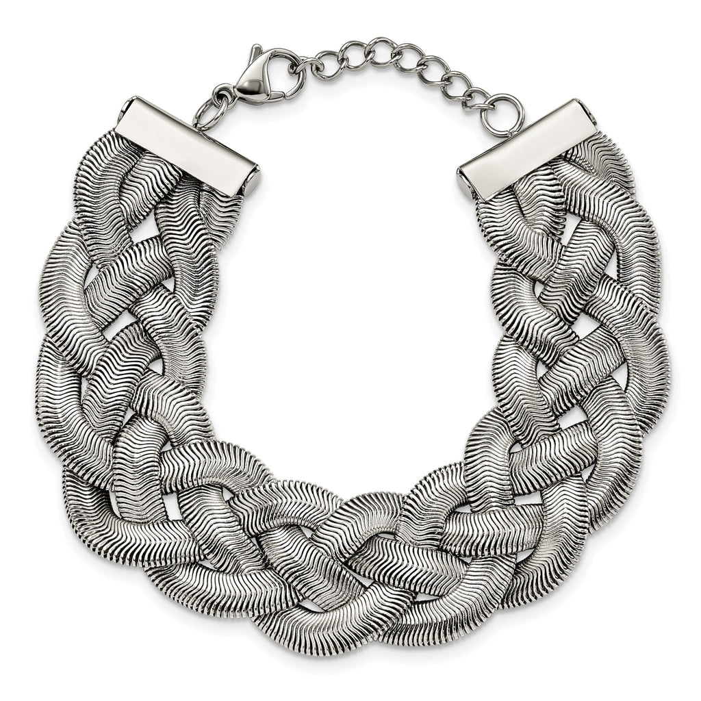 Stainless Steel Polished Braided Mesh with ext. Bracelet for Women