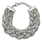 Stainless Steel Polished Braided Mesh with ext. Bracelet for Women