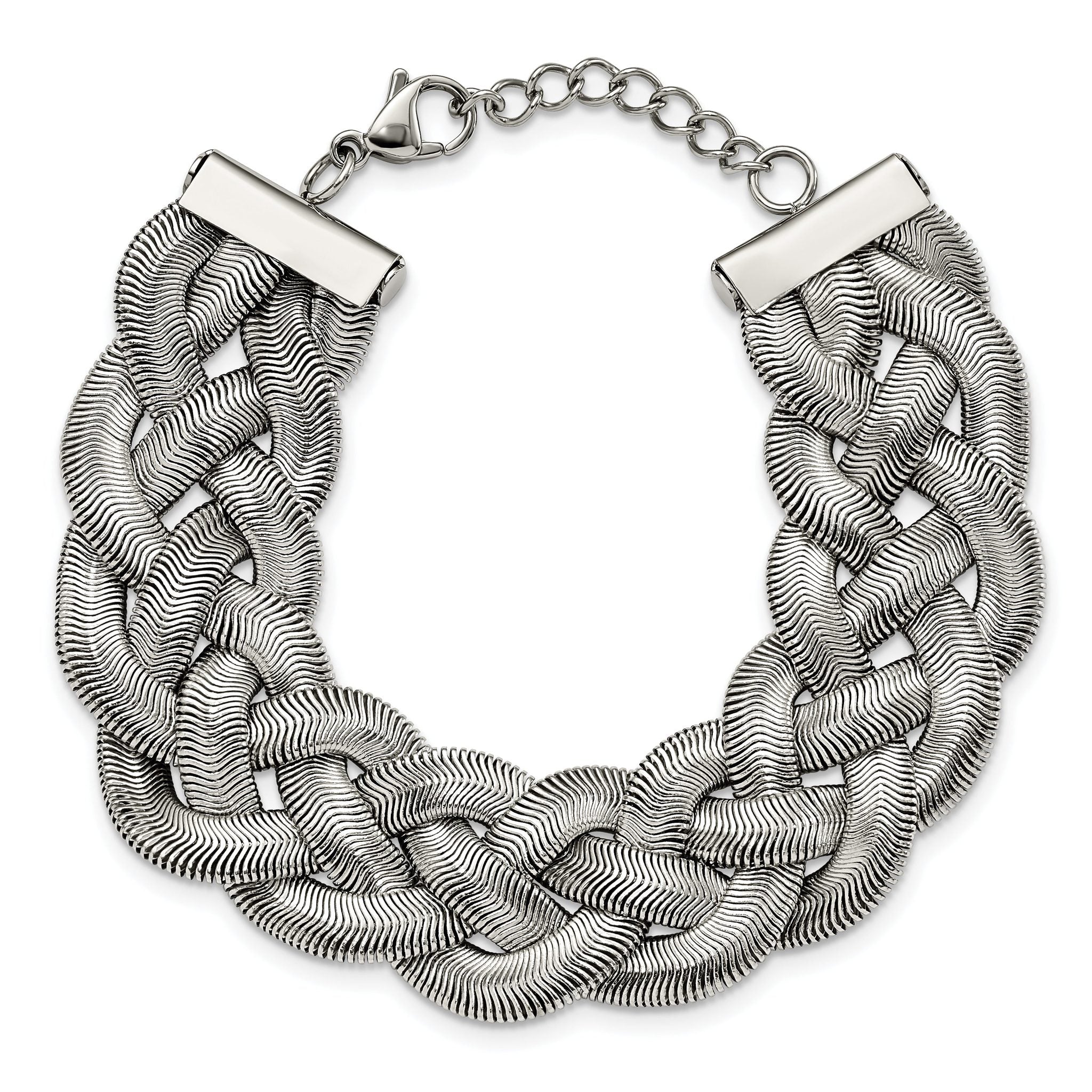Stainless Steel Polished Braided Mesh with ext. Bracelet for Women