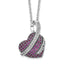 Sterling Silver Heart Necklace with Pink and White CZ Stones