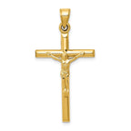 14K Gold Hollow Crucifix Pendant with Polished Finish Elegant and Refined