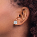 Stainless Steel Polished Square Cubic Zirconia Stud Earrings