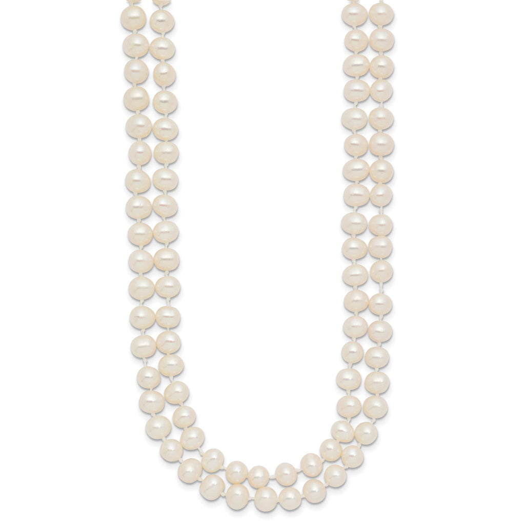 14k 5-6mm White Near Round Freshwater Cultured Pearl Double Strand 18 inch Necklace