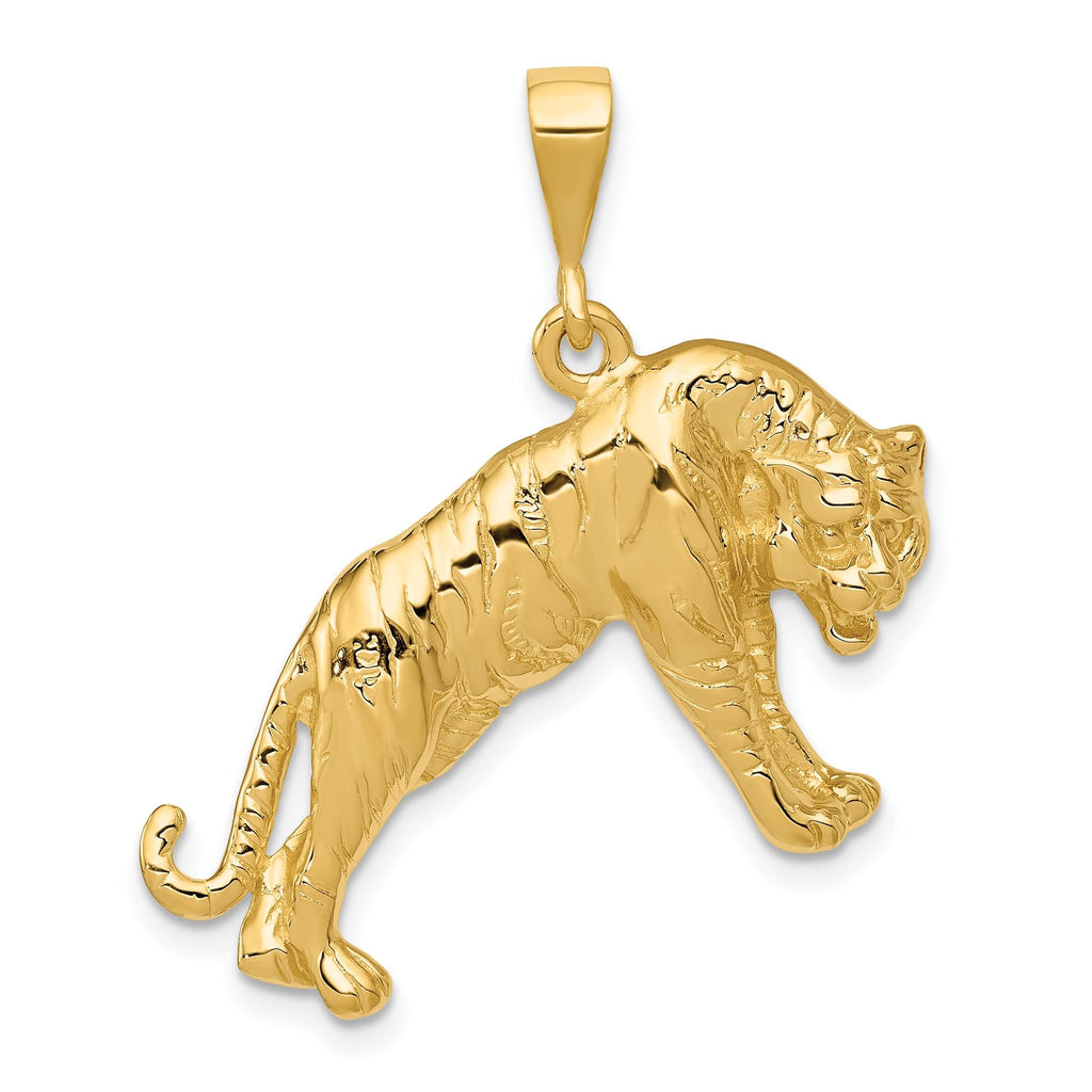 14K Gold Men's Tiger Charm with Detailed Craftsmanship