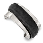 Stainless Steel Polished with Leather Cuff Bangle Bracelet for Women