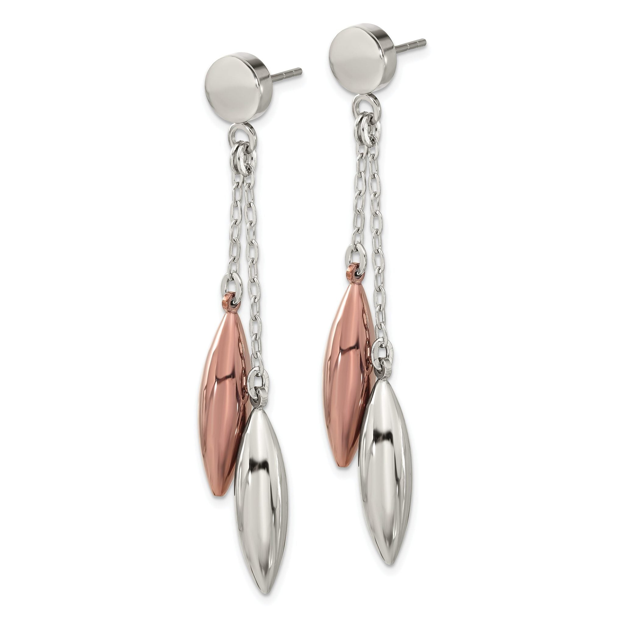 Stainless Steel Brown Polished Drop Dangle Earrings for Women Secondary image