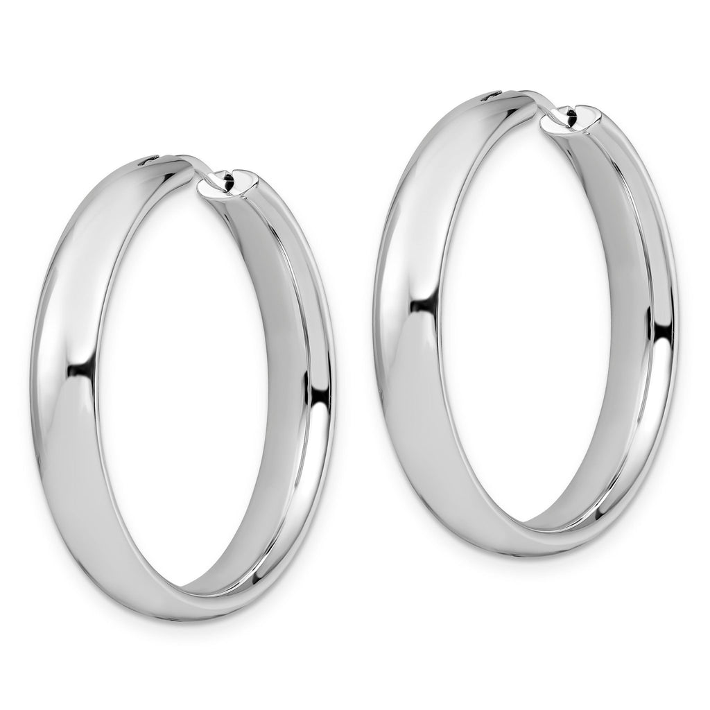 Sterling Silver 925 Rhodium-Plated Hoop Earrings, Polished Elegant Design