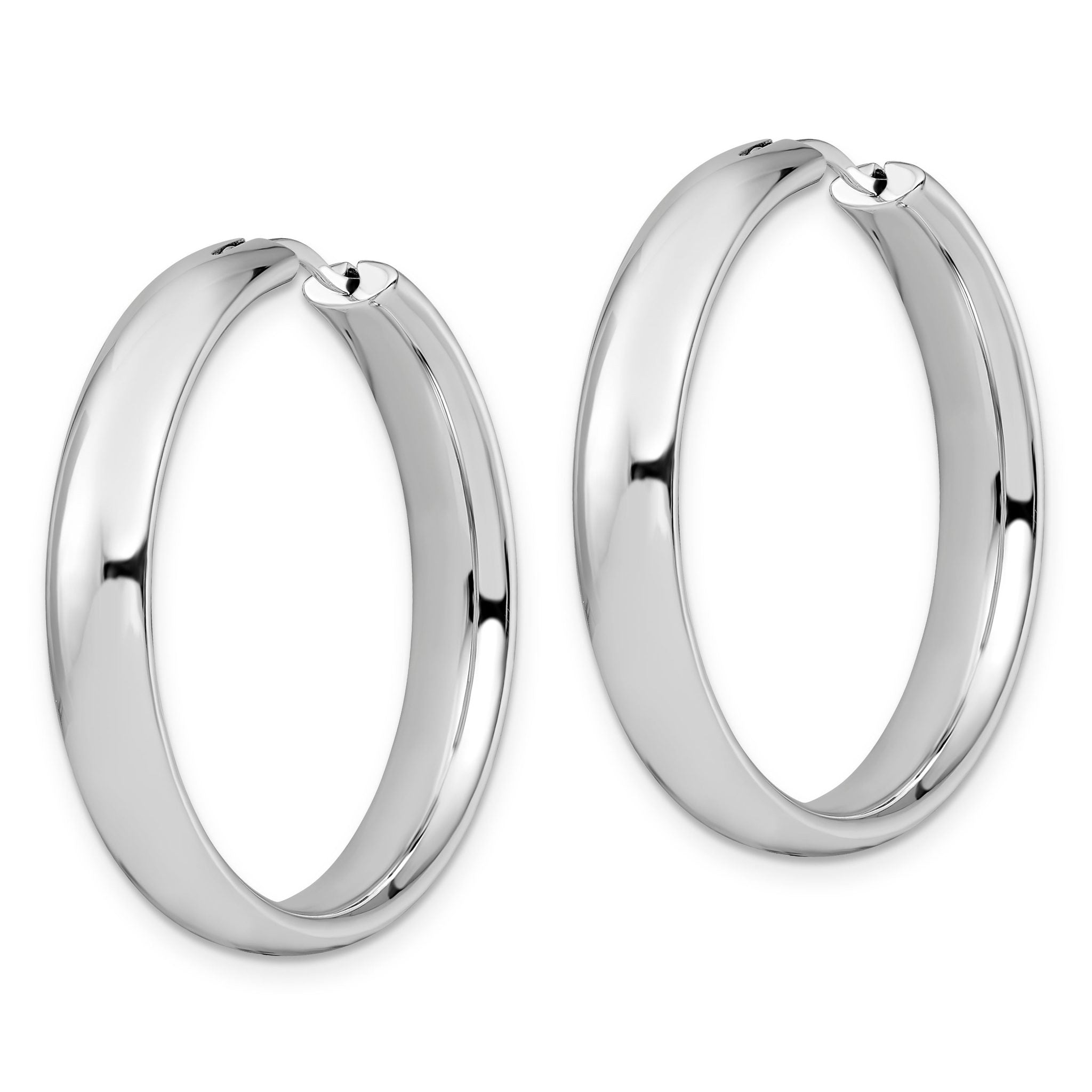 Sterling Silver 925 Rhodium-Plated Hoop Earrings, Polished Elegant Design
