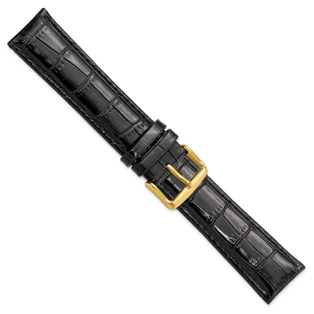 Black Crocodile-Grain Chronograph Watch Band, 20mm