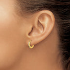 Stainless Steel Gold-Tone Polished Hinged Lab-Created Crystal Huggie Hoop Earrings