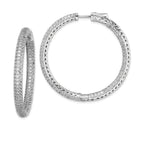 Sterling Shimmer Sterling Silver Rhodium-plated 380 Stone PavÃÆÃÂ¢ÃÂ¢Ã¢â¬Å¡ÃÂ¬Ãâ¦ÃÂ¡ 1.5mm CZ In and Out Round Hinged Hoop Earrings