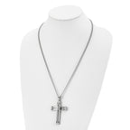 Chisel Stainless Steel Polished Cross Pendant on a 24 inch Curb Chain Necklace