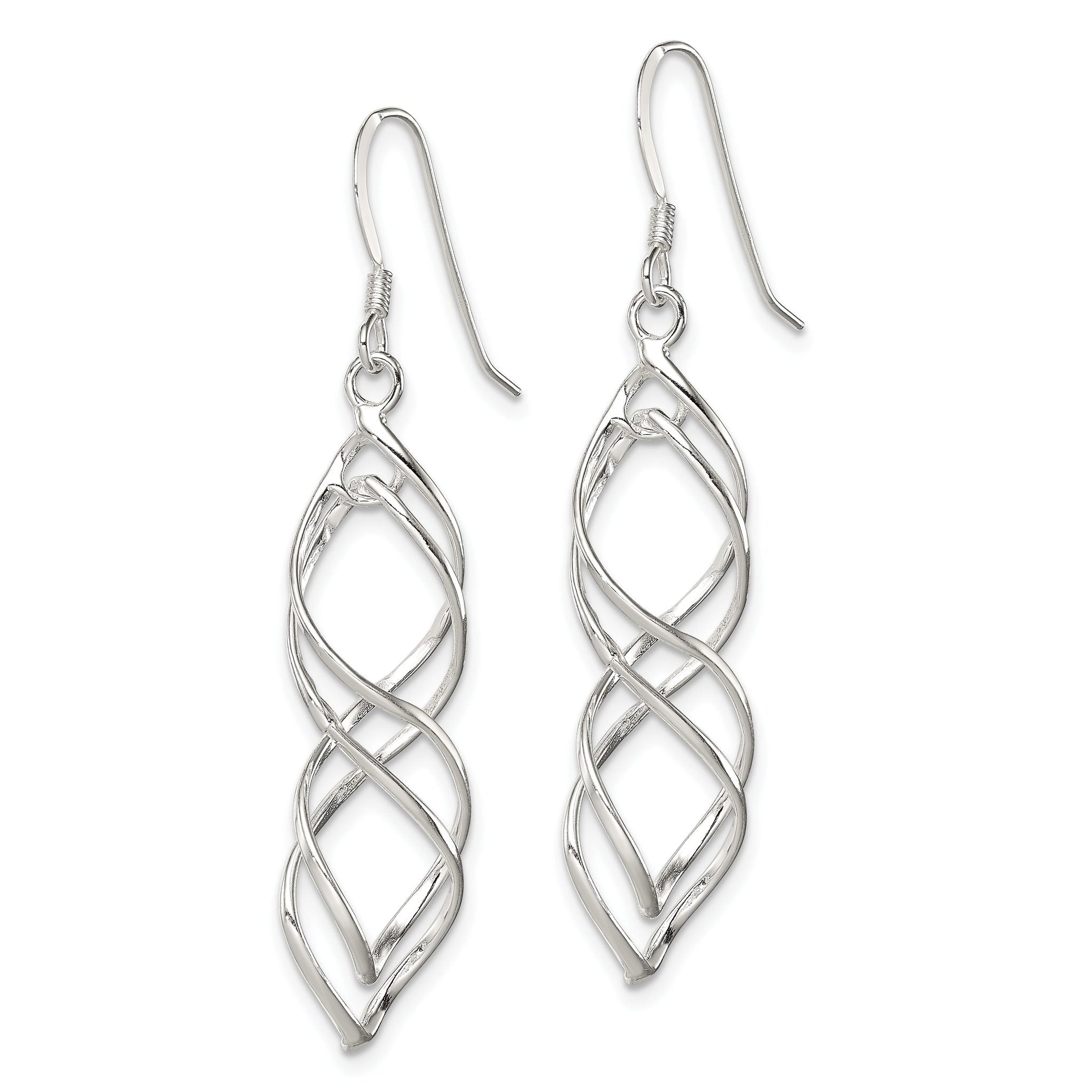 Sterling Silver Polished & Twisted Intertwined Dangle Earrings Secondary image