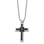 Sophia Jewelers Men's Polished Black IP-Plated Stainless Steel Cross Necklace