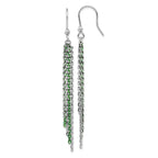 Sterling Silver Rhodium & Green Plated Dangle Earrings 82.5mm French Wire