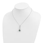 Sterling Silver Rhodium-plated 9-10mm Black Teardrop Tahitian Saltwater Pearl and CZ 17 inch Necklace and Post Dangle Earrings Set