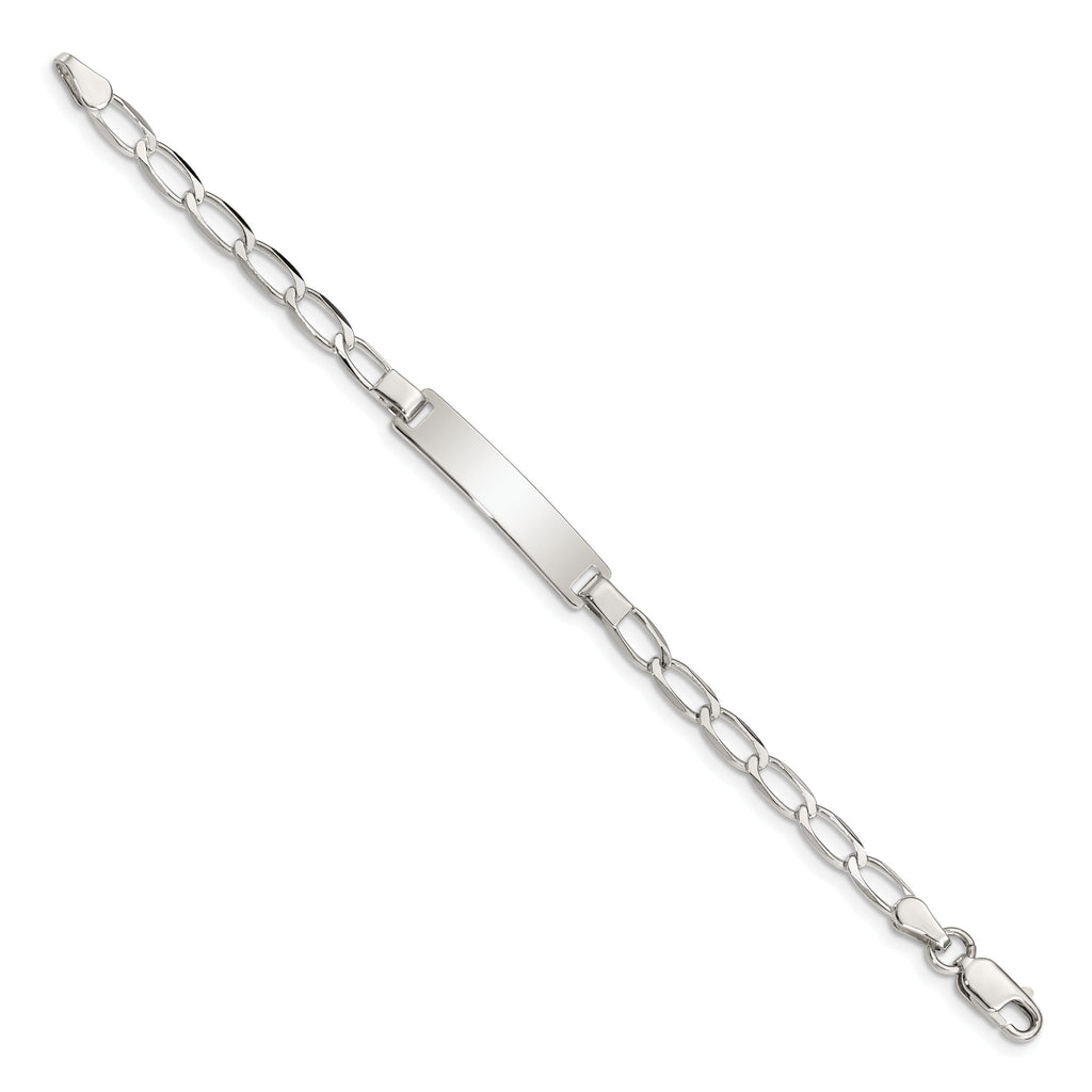 Sterling Silver Polished Engraveable Childrens ID Bracelet