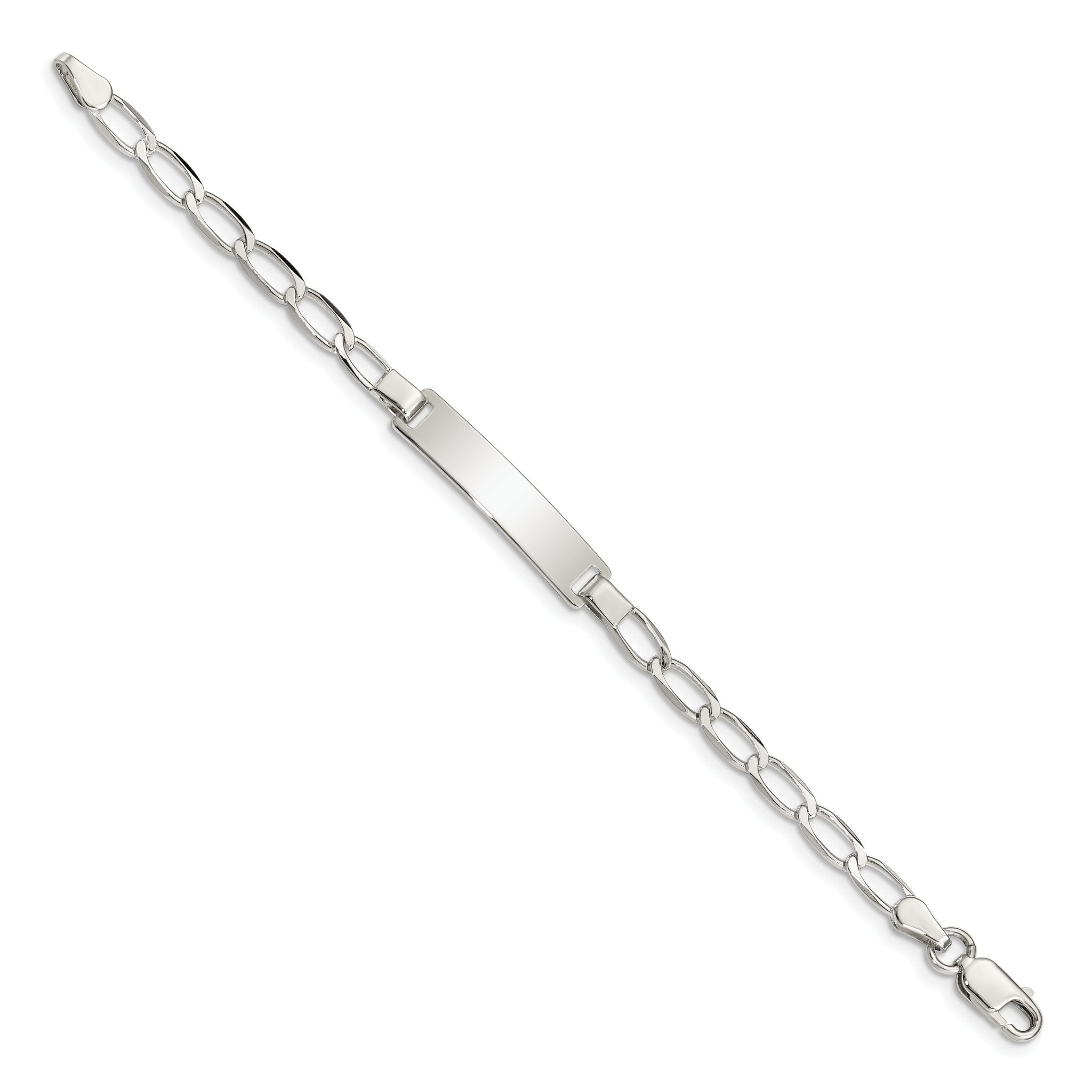 Sterling Silver Polished Engraveable Childrens ID Bracelet