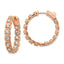 Sterling Shimmer Sterling Silver Rose-tone Rose Flash Gold-plated 28 Stone 2.5mm CZ In and Out Round Hinged Hoop Earrings