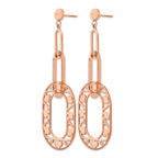 Stainless Steel Rose Gold-Tone Polished Heart Drop Dangle Earrings for Women