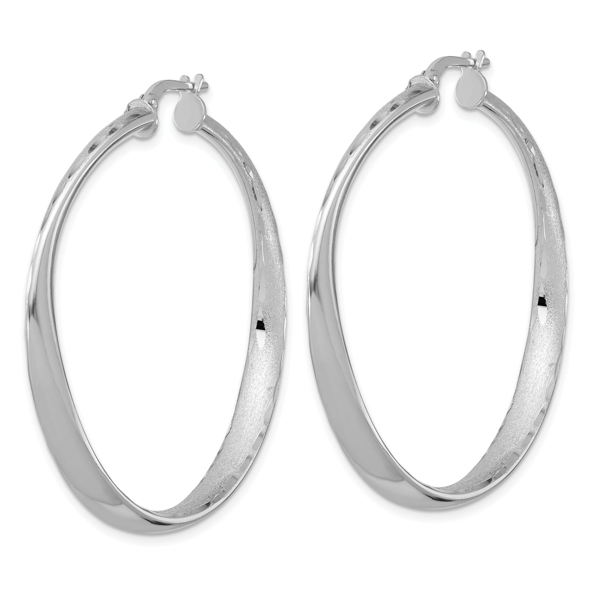 Sterling Silver Rhodium-plated Polished Hoop Earrings Secondary image