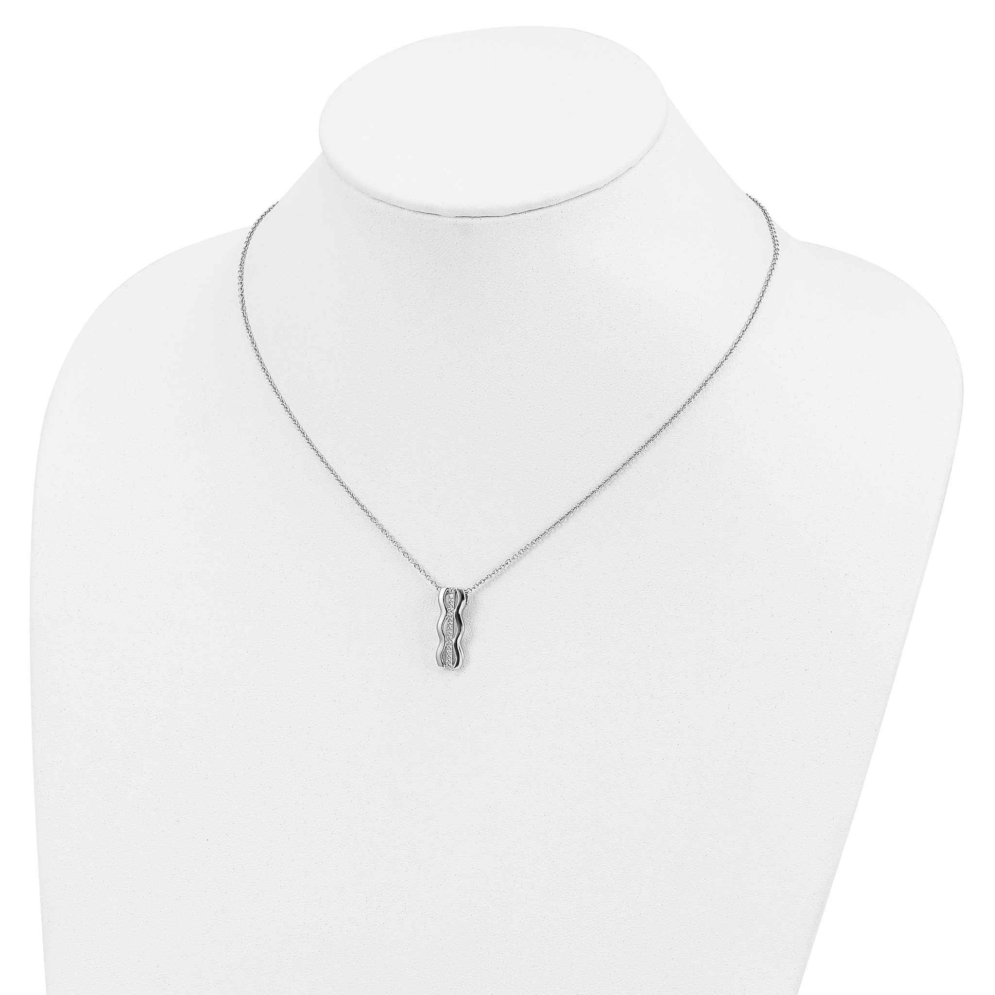 Brilliant Embers Sterling Silver Rhodium-plated 17 Stone 18 inch Micro PavÃƒÆ’Ã†â€™Ãƒâ€šÃ‚Â¢ÃƒÆ’Ã‚Â¢Ãƒâ€šÃ¢â‚¬Å¡Ãƒâ€šÃ‚Â¬ÃƒÆ’Ã¢â‚¬Â¦Ãƒâ€šÃ‚Â¡ CZ Necklace with 2 Inch Extender
