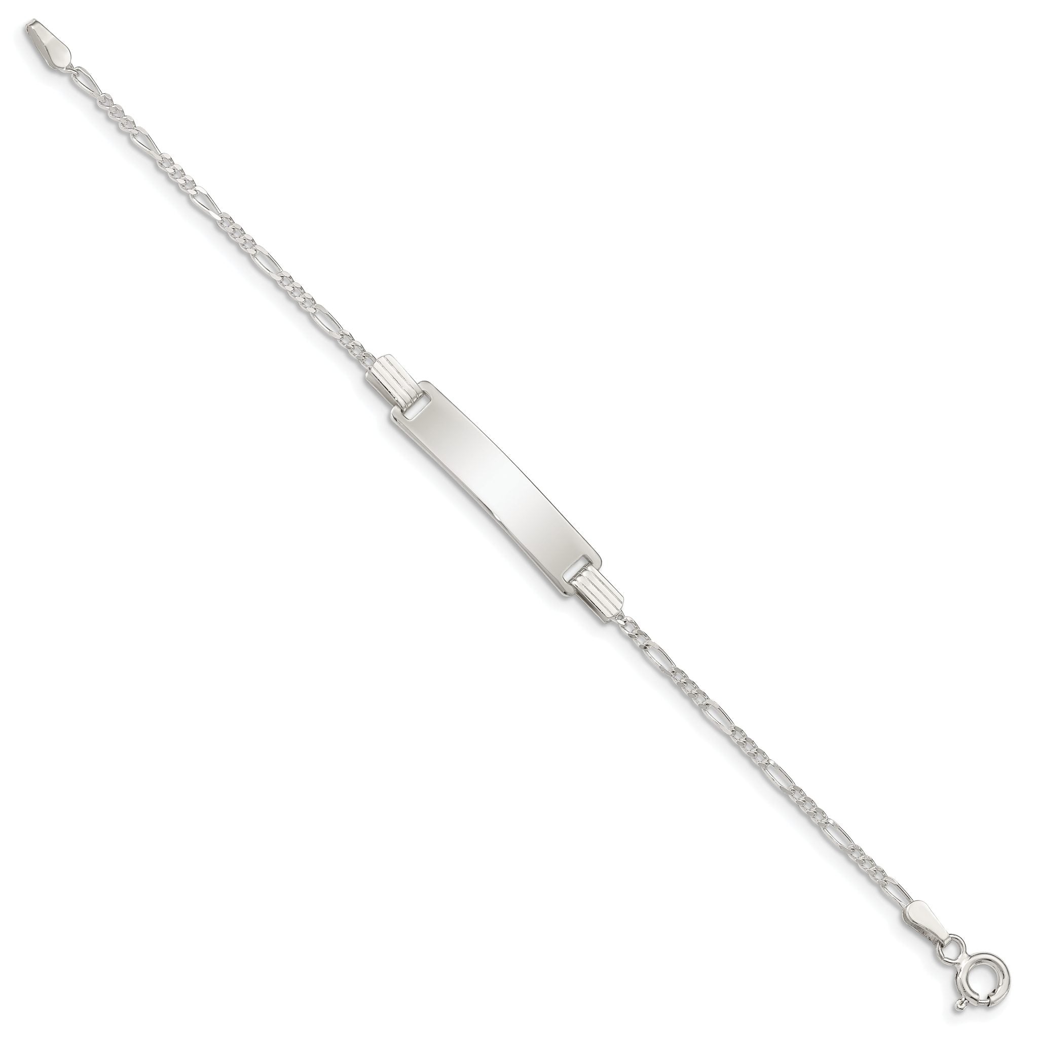 Sterling Silver Engraveable Childrens ID on Figaro Link Bracelet Secondary image