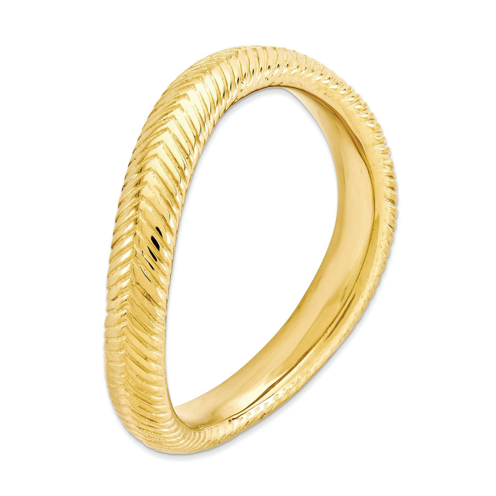 Gold-Plated Wave Stackable Ring in Sterling Silver