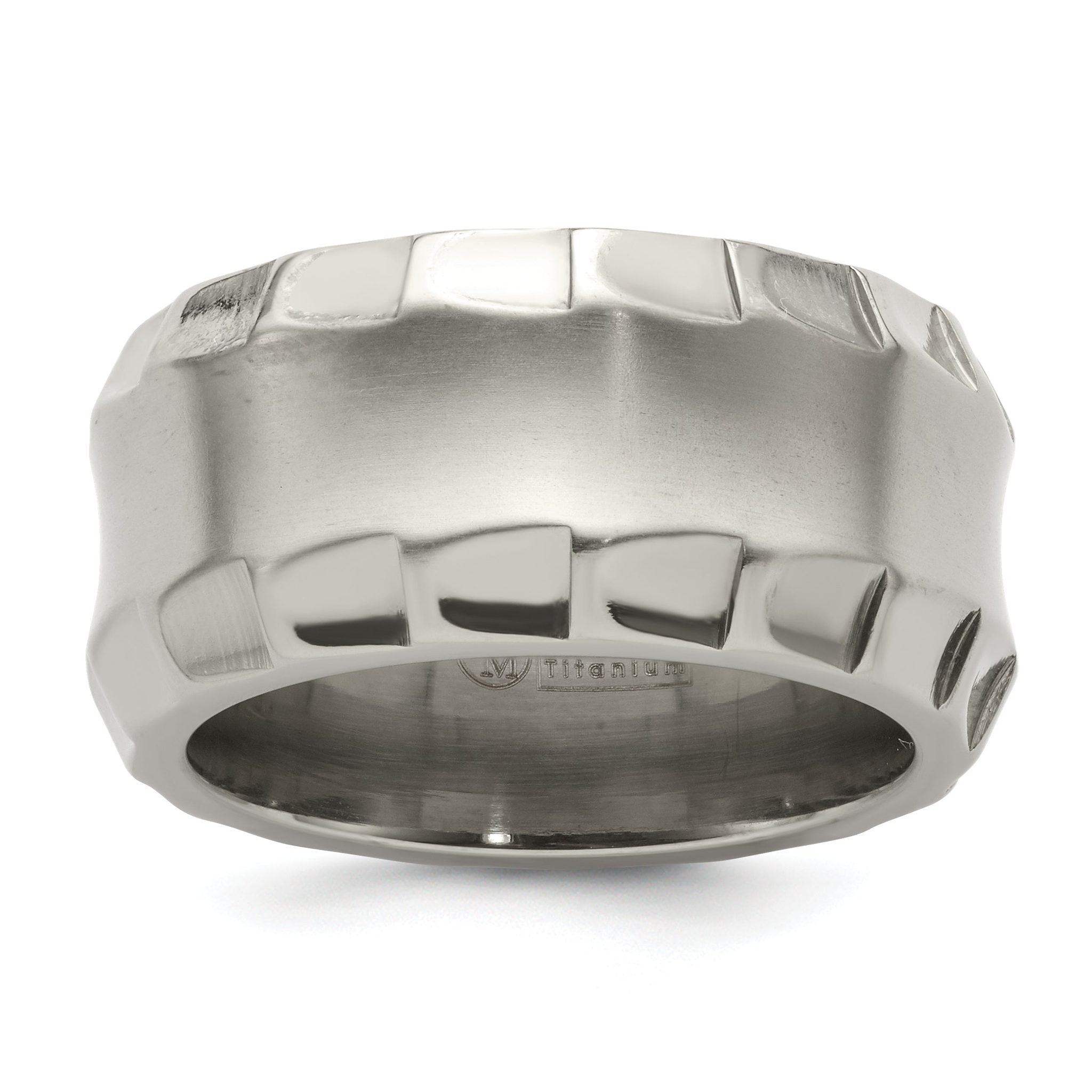 Edward Mirell Titanium Faceted Edge Brushed/Polished 12mm Concave Band Main image
