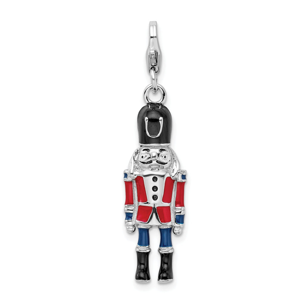 Sterling Silver Enameled Nutcracker Charm with Lobster Clasp  Elegant & Themed