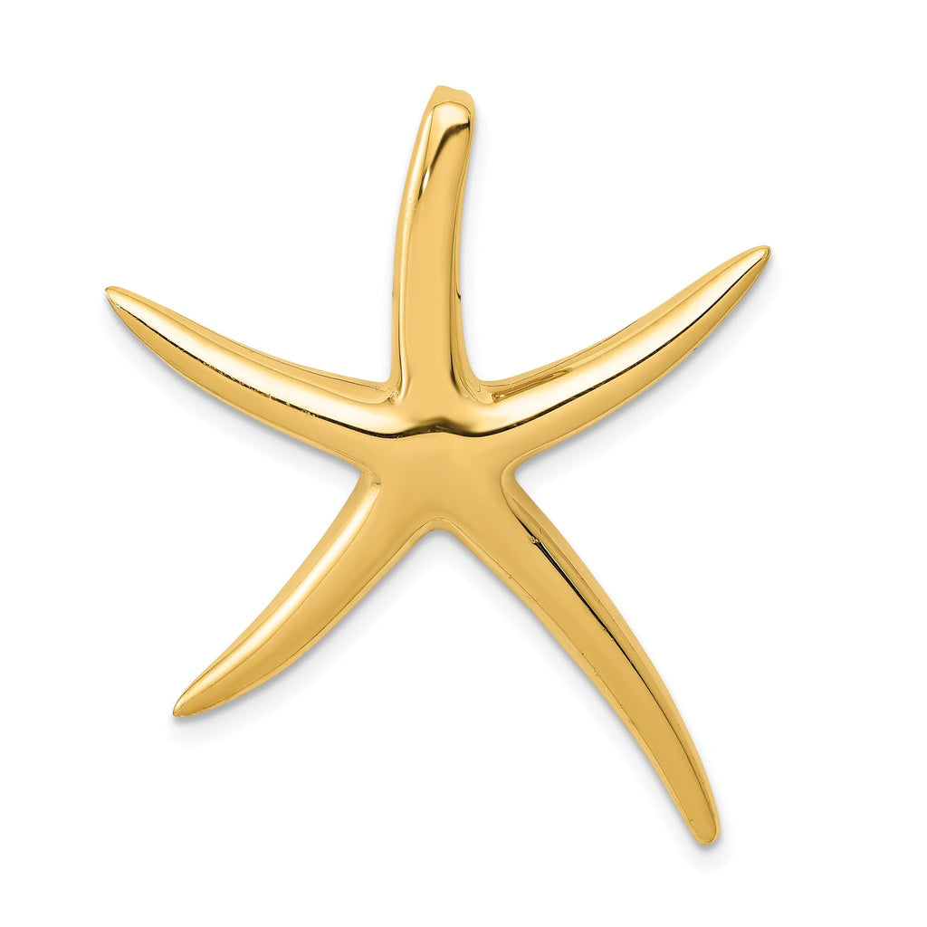14K Gold Polished Starfish Slide Pendant for Men's Jewelry
