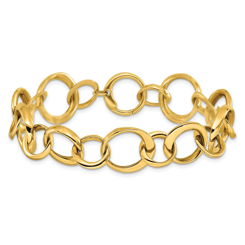 14K Polished Circle Links Bracelet