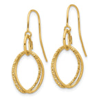 10K Polished and Textured Shepherd Hook Dangle Earrings