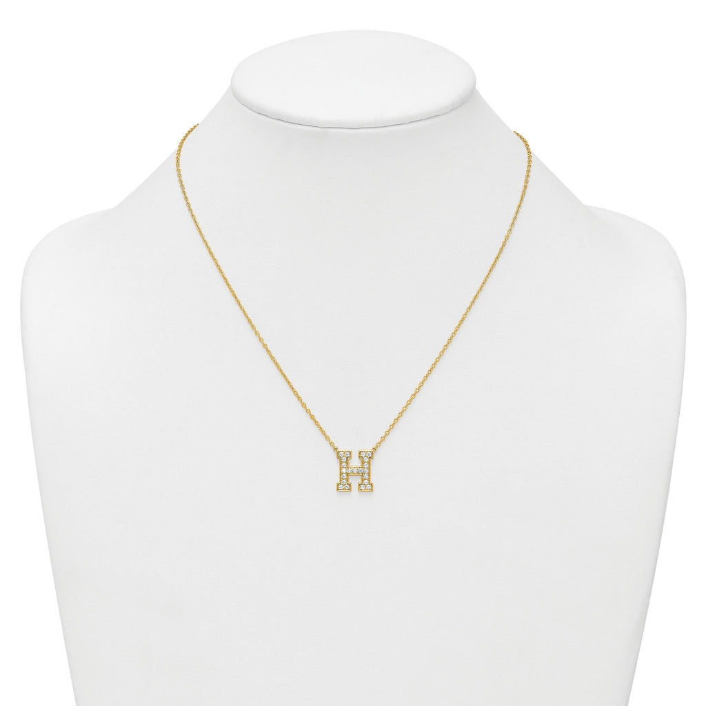 14k 1/2 carat Lab Grown Diamond VS+ F+ Complete Letter H 18 inch Initial Necklace