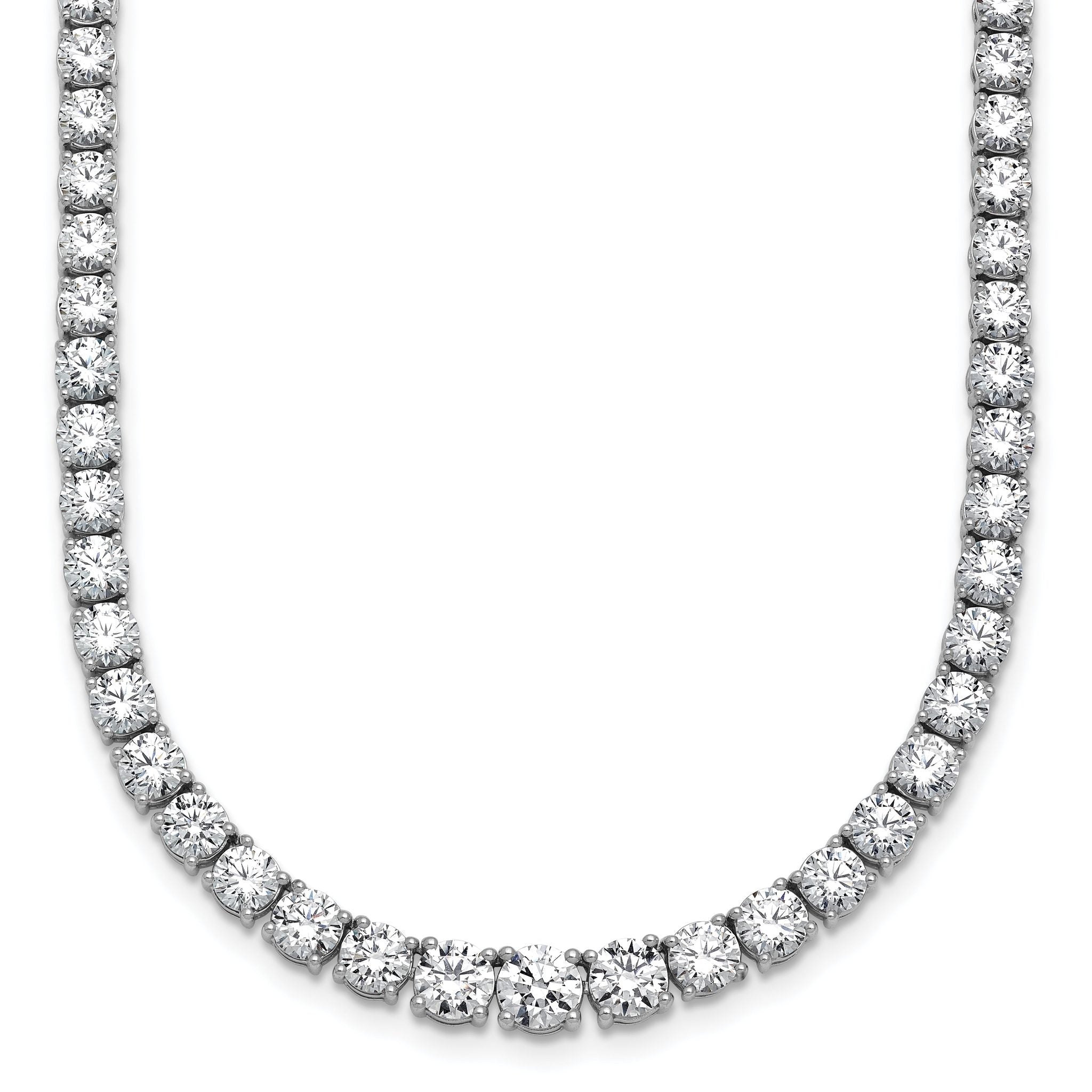 14k White Gold 18 7/8 carat Lab Grown Diamond VS+ F+ Complete Round 18 inch Graduated Tennis Necklace Main image