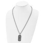 Black IP Brushed Dog Tag Necklace in Stainless Steel, 24in