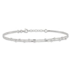 Sterling Silver Beaded 2-strand 9 inch Plus 1 inch Extender - Total 10 inch Anklet