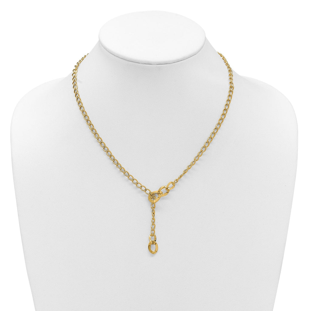 14K Polished Fancy Curb Link Lariat Necklace