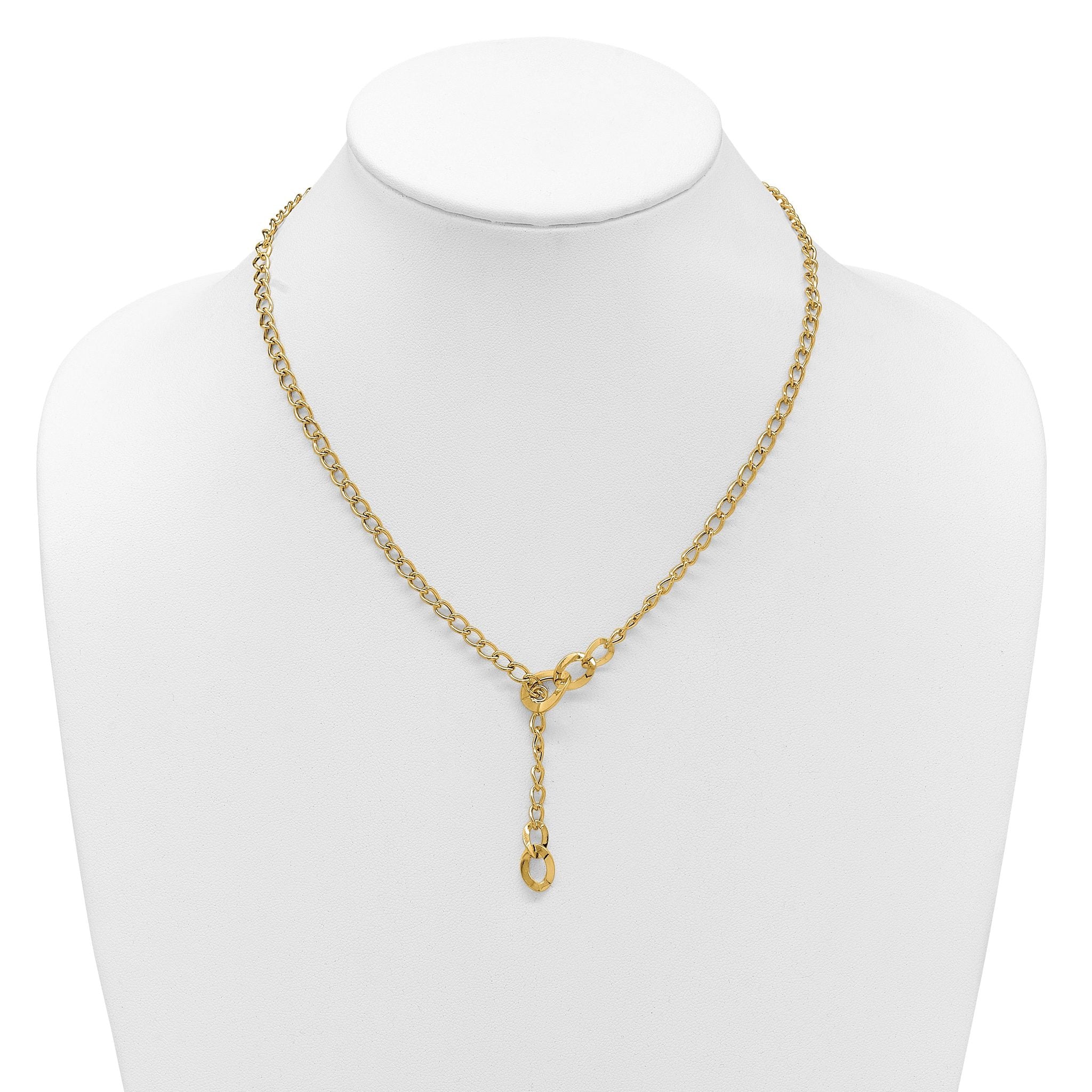 14K Polished Fancy Curb Link Lariat Necklace