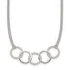 Sterling Silver Polished Textured Double Strand Interlinking Circles 16 inch Necklace