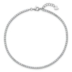Sterling Silver Rhodium-plated 2mm CZ 9 inch Plus 0.75 inch Extender  - Total 9.75inch Anklet