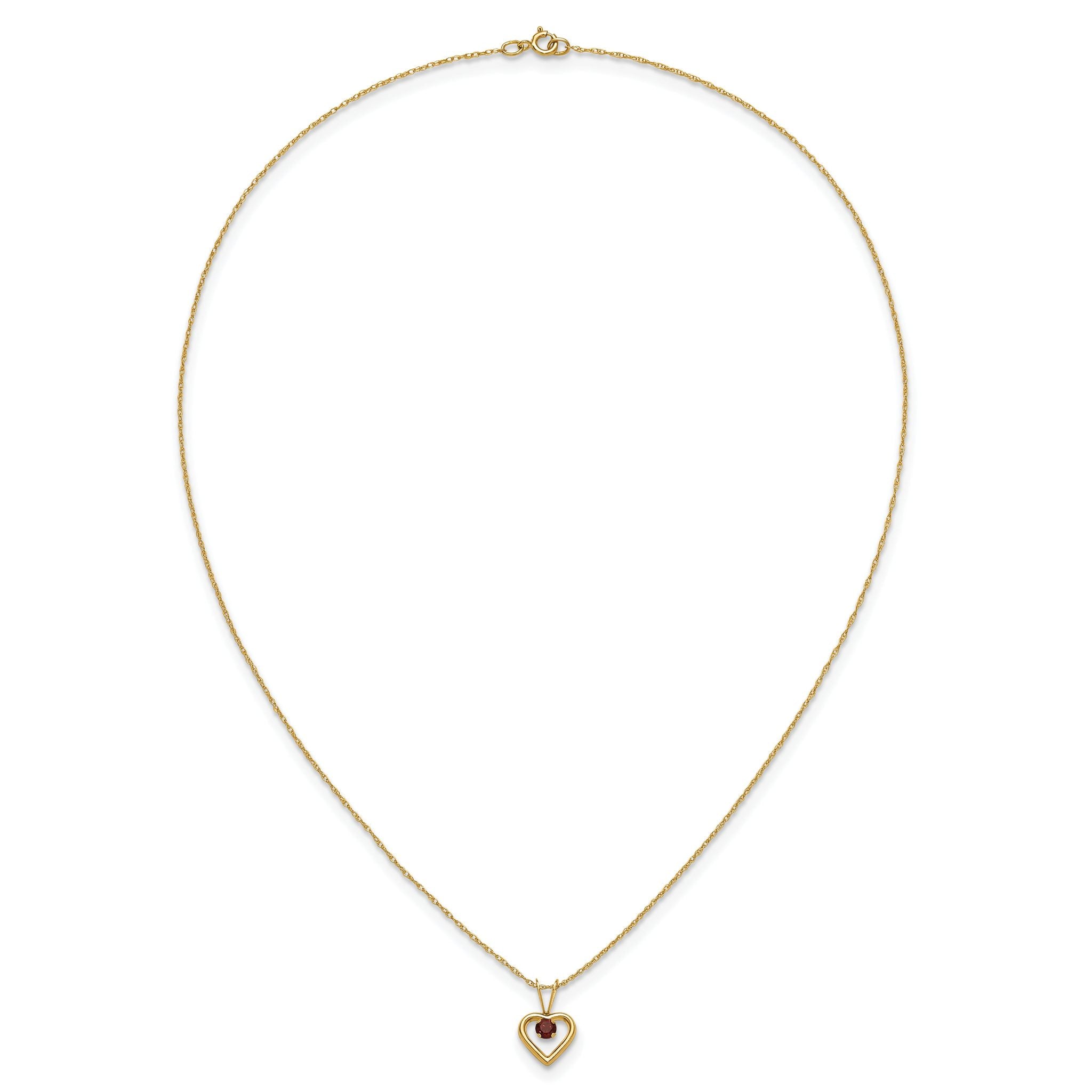 10k Madi K 3mm Garnet Heart Birthstone Necklace