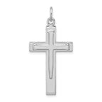 Sterling Silver 925 Rhodium-Plated Cross Pendant with Satin & Polished Finish