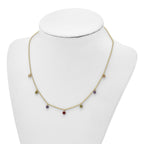 Prizma Sterling Silver Gold-tone 14K Flash Gold-plated 16 inch Dangling Colorful CZ  Necklace with 2 inch Extender