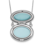Sterling Silver Rhodium-plated Brushed with Border 18.75 inch with 2 inch extension 20mm Oval Locket Necklace